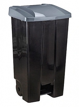 Контейнер для мусора 110л с педалью на колесах (серый)