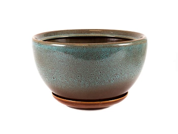 Горшок для цветов керамический "Камелия" голубой люкс 16*9 см (Россия)