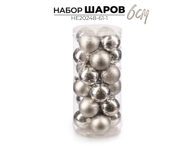Набор новогодних шаров Ausini 6см, 24 шт HE20248-61-1 серебро (Китай)