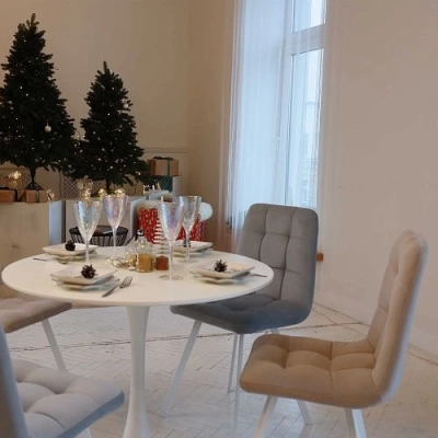 Стул ФИН Латте CAMARO 03/Белый, ткань/ светло-бежевый  (Беларусь)