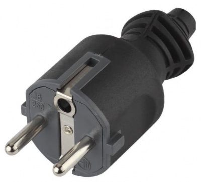 Вилка Б0019189 с заземляющим контактом черная прямой вывод ЭРА Купить | Практик