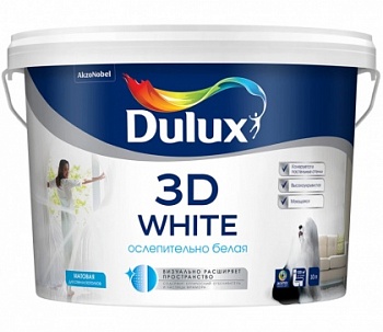 Краска водно-дисперсионная внутренняя DULUX белая матовая 3D White 9л BW (Россия) в Борисове