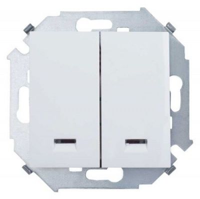 Выключатель двухклавишный с подсветкой белый 1591392-030 (Россия) 