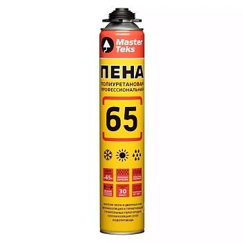 Пена монтажная MasterTeks 65 полиуретановая профессиональная, всесезонная 825 мл (Россия)