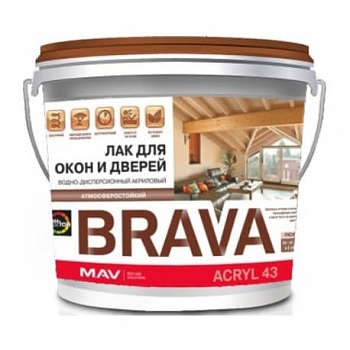 Лак BRAVA ACRYL 43 SP для окон и дверей ВД-АК-1043 полуматовый 1л (Беларусь) в Борисове