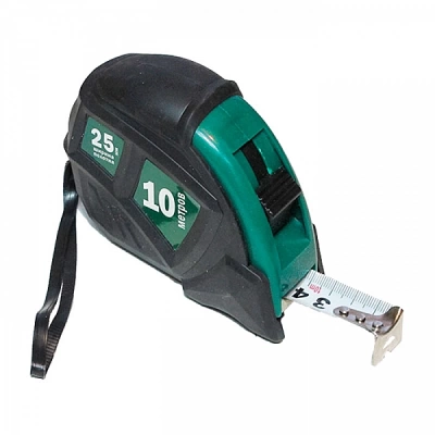 Рулетка Ромша 10м*25мм прорезиненный корпус (Китай)
