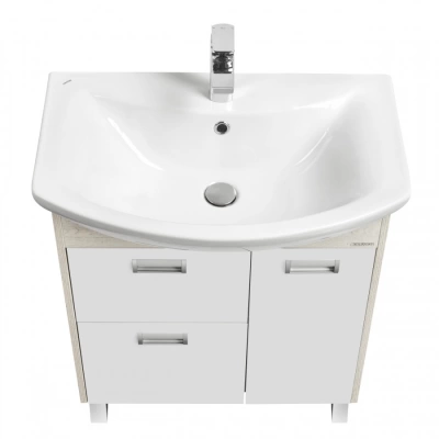 Набор тумба под умывальник Бекка 70 Белый/Дуб Сомерсет + умывальник Балтика 70 (Россия)