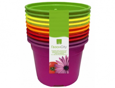 Горшок круглый ДУО разноцветный 10,5*8см 0,48л (Россия)