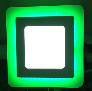 Светильник светодиодный с декоративной подсветкой квадратный, 6+3W, зелёный (10260) (Сербия)