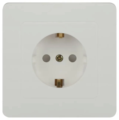 Розетка 2P+E Schuko со шторками, 16А-250В, IP20, СУ, белый (Китай)