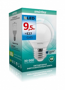 Лампа светодиодная (LED) Smartbuy-G45-9,5W/6000/E27 (Китай)