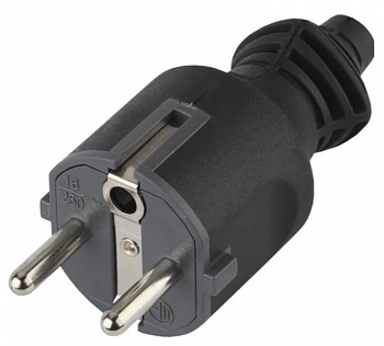 Вилка Б0019189 с заземляющим контактом черная прямой вывод ЭРА (Китай)