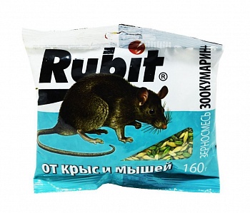 Рубит зерносмесь от крыс и мышей ЗООКУМАРИН+ 160гр (Россия)