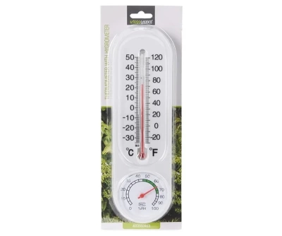Термометр гигрометр в пластмассовом корпусе от -30°C до + 50°C 7*22,5 см (Россия)