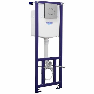 Подвесной унитаз + инсталляция + сиденье п/пропилен + панель белая ПЭК Santeri Альфа (Россия)