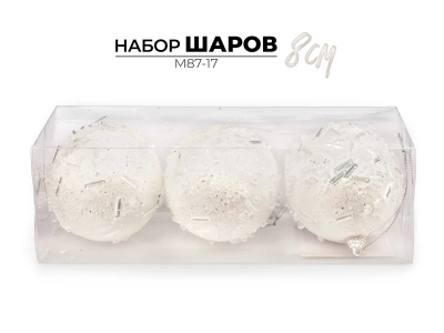 Набор новогодних шаров Ausini 8см, 3шт, красный M87-17 (Китай)