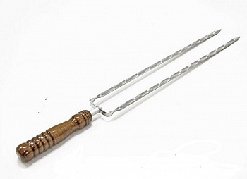 Шампур с деревяной ручкой двойной кованный 45см (Россия)