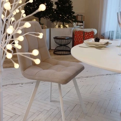 Стул ФИН Латте CAMARO 03/Белый, ткань/ светло-бежевый  (Беларусь)