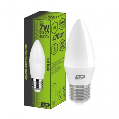 Лампа светодиодная C3 7W E27 4000K (Китай)