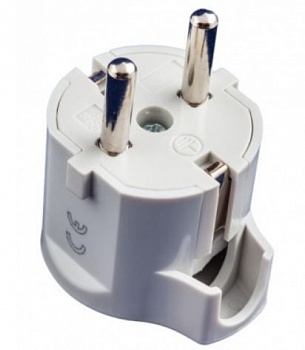 Вилка без заземления боковой ввод белая 55053 (Китай)