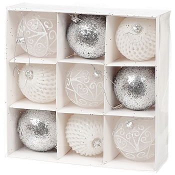 Новогоднее украшение Набор шаров 8 см 9 штук арт.761608 (Китай)