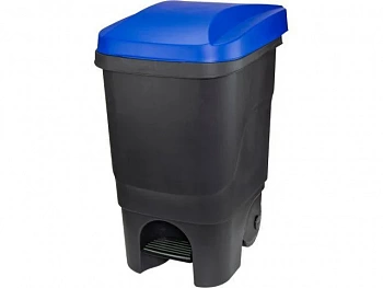 Контейнер для мусора 60л с педалью (синяя крышка) (Россия)