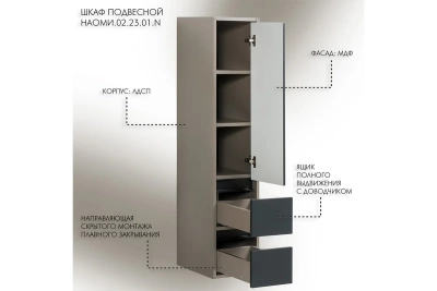 Шкаф-полупенал настенный НАОМИ.02.23.01.N (Беларусь)