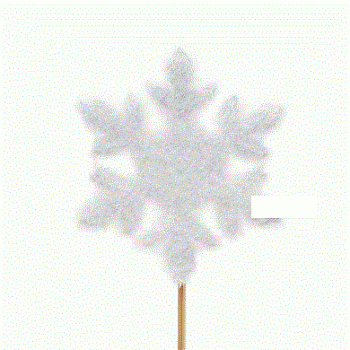 Стикер на палочке "Снежинка" (10смх50с) текстиль, белый K30360 (Польша)