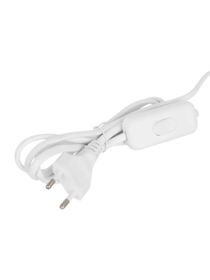 Шнур УШ-1КВ опрессованный с вилкой со встроенным выключателем 2х0,75/2м белый IEK (Россия)