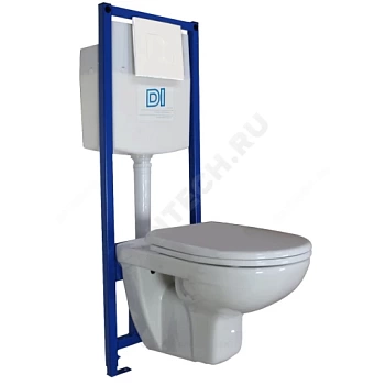 Подвесной унитаз + инсталляция + сиденье п/пропилен + панель белая ПЭК Santeri Альфа (Россия)