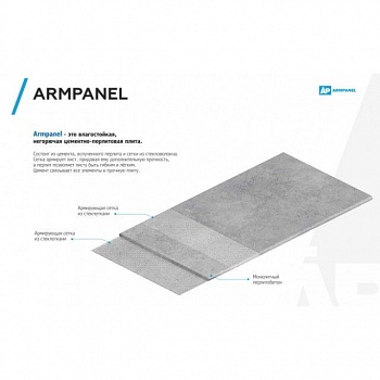 Армированный цементно-перлитовый лист VOLMA-CEMENTPANEL 2400*1200*9мм (ArmPanel) (Беларусь)