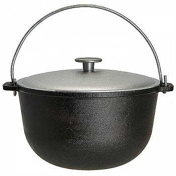 Казан чугунный походный алюминиевой крышкой "Туризм" (Россия)