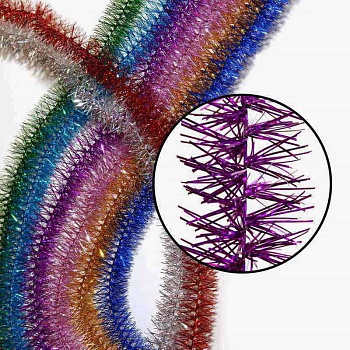 Мишура "Ежик"  №18 размер: 200 см; Ø 35 мм, в ассортименте (Китай)