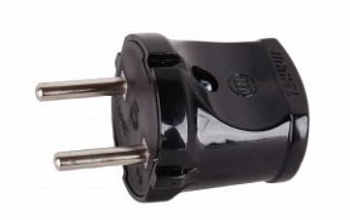 Вилка без заземляющего контакта черная 10051 (Турция)